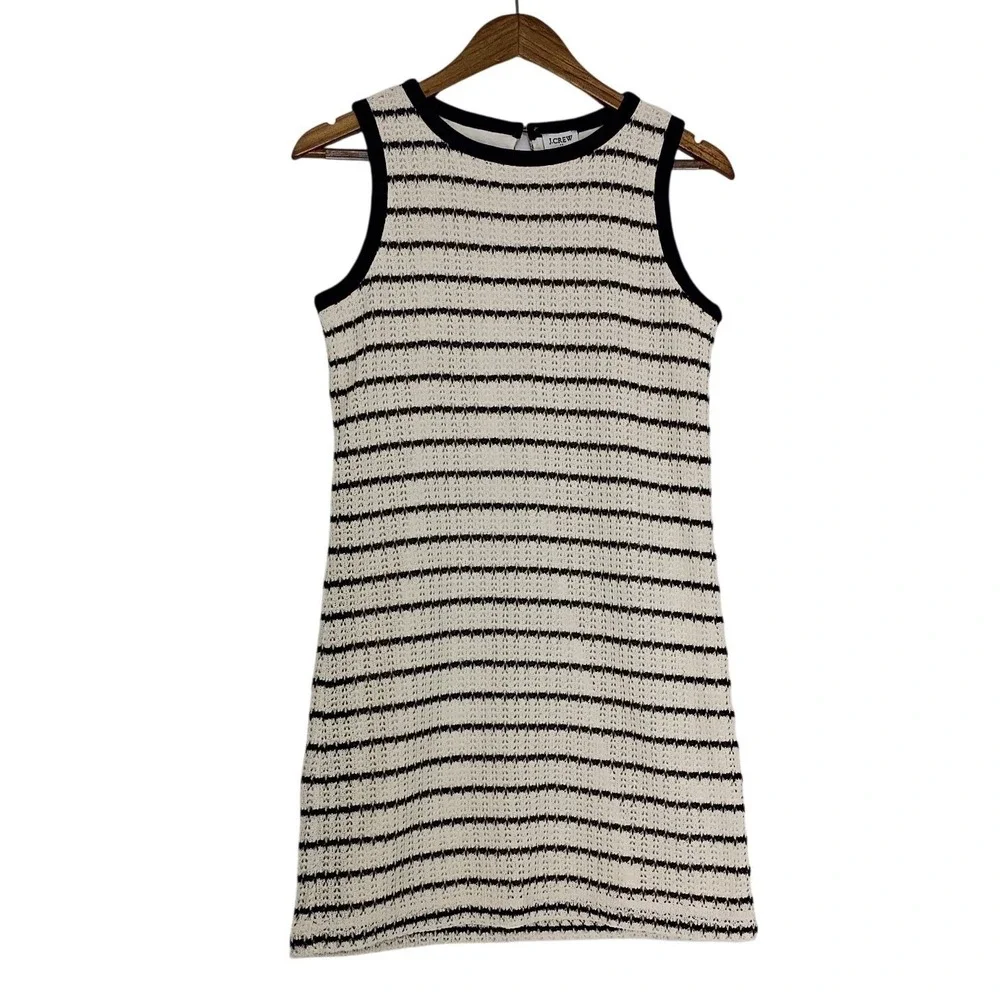 J.CREW NWT Striped Knit Textured‎ Sleeveless SHIFT DRESS Cream Black 33